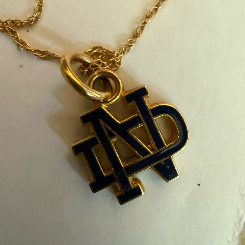 Navy & Gold Interlocking ND Pendant Necklace